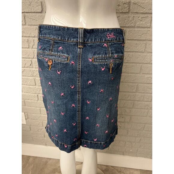 Lilly Pulitzer Women Denim Mini Skirt With Pink Embroidered Whale Size 2 - Picture 4 of 14